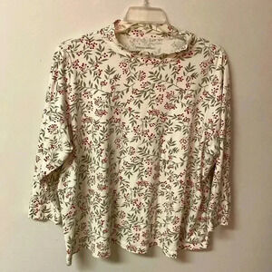 Woman Within Mock Turtleneck Holly Berry & Hunter Green‎ 2X  Pullover Blouse